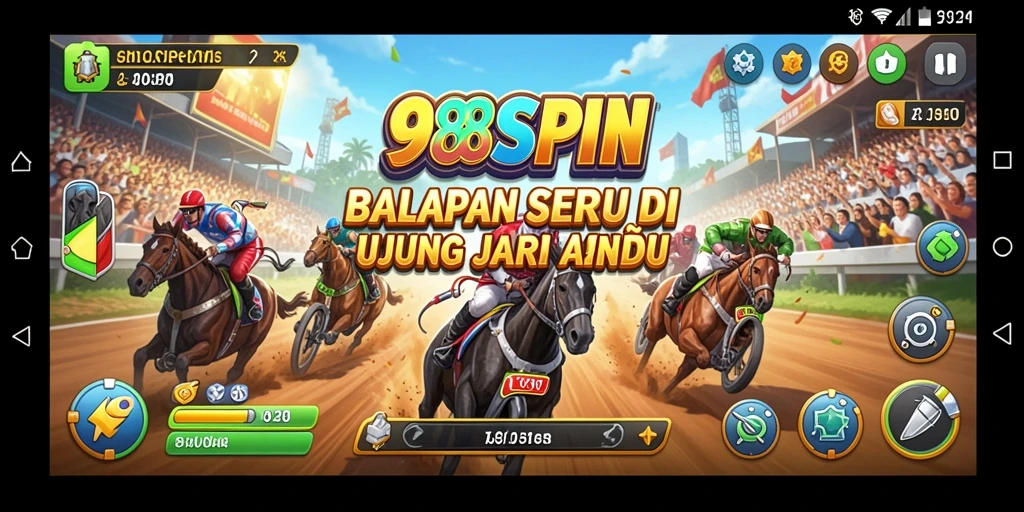 Screenshot utama menunjukkan intensitas balapan di 988SPIN.