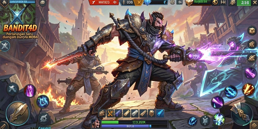 Tampilan pertarungan intens dalam permainan MOBA BANDIT4D.