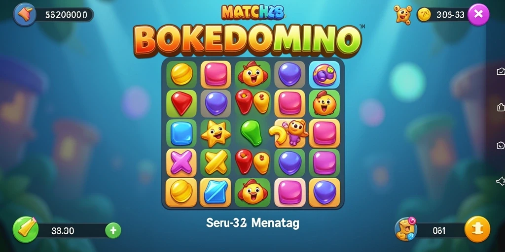 Tampilan gameplay BOKEDOMINO yang seru dan penuh warna.