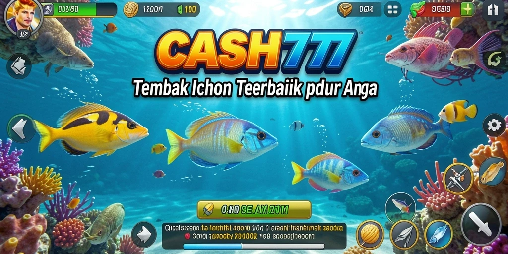 Screenshot gameplay <strong>CASH777</strong> menampilkan aksi seru menembak ikan.