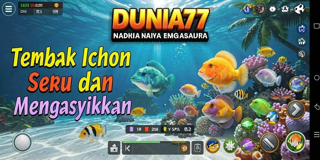 Gameplay seru menembak ikan di DUNIA77 dengan grafis yang indah.