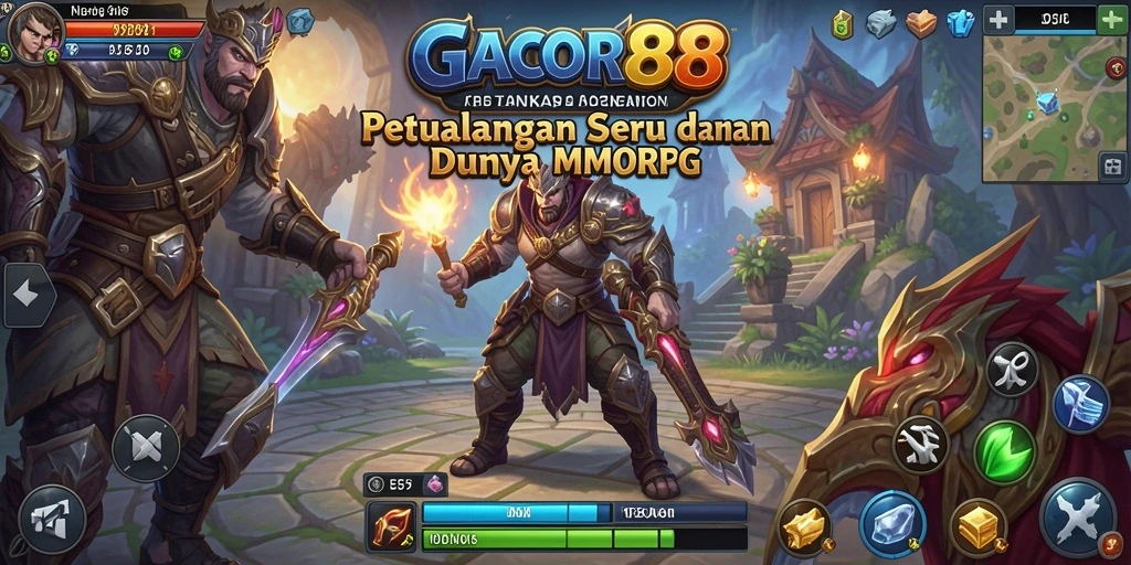 Tampilan seru gameplay GACOR88 dalam petualangan MMORPG.