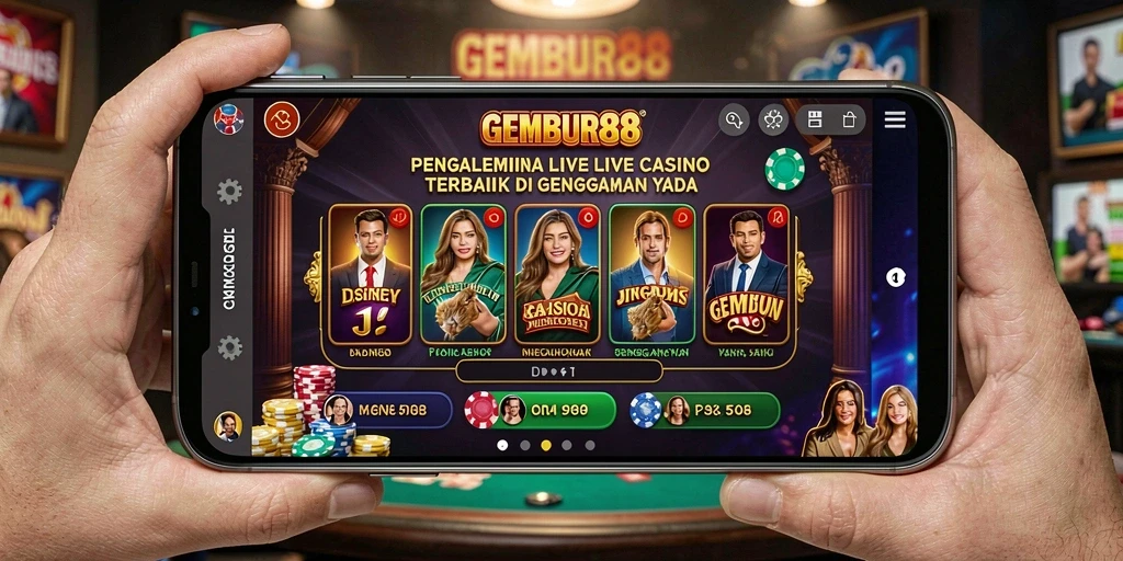 Screenshot gameplay <strong>GEMBUR88</strong> yang menampilkan suasana Live Casino yang menarik.