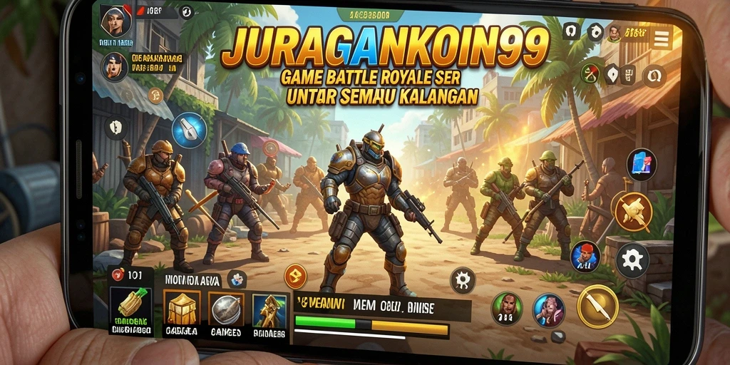 Tampilan aksi seru dalam gameplay Battle Royale JURAGANKOIN99.