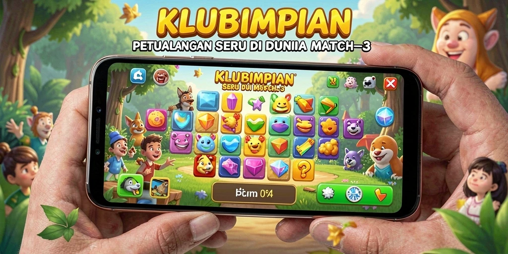 Tampilan gameplay seru KLUBIMPIAN dengan objek warna-warni dan tantangan.
