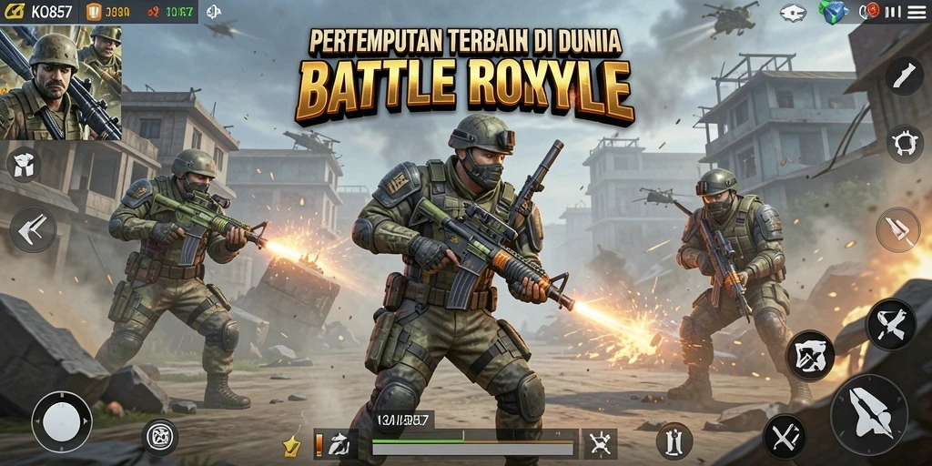 Gameplay seru di KO857 dengan aksi pertempuran Battle Royale.