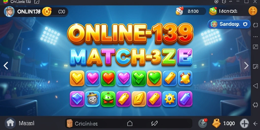 Screenshot utama memperlihatkan gameplay seru game Match-3 ONLINE138.